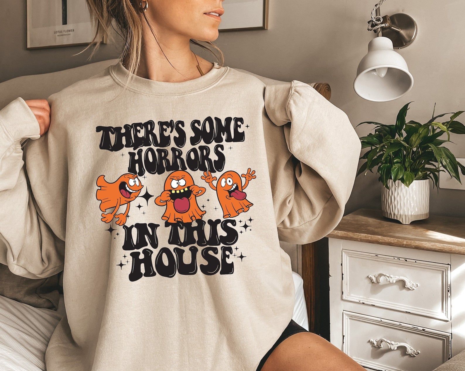 Retro Funny Halloween 2D Crewneck Sweatshirt All Over Print Sweatshirt For Women Sweatshirt For Men