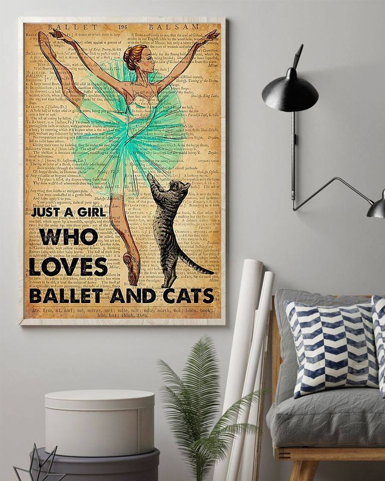 A woman and cats lover animals just a girl who loves ballet and cats Home Living Room Wall Decor Vertical Poster Canvas G95