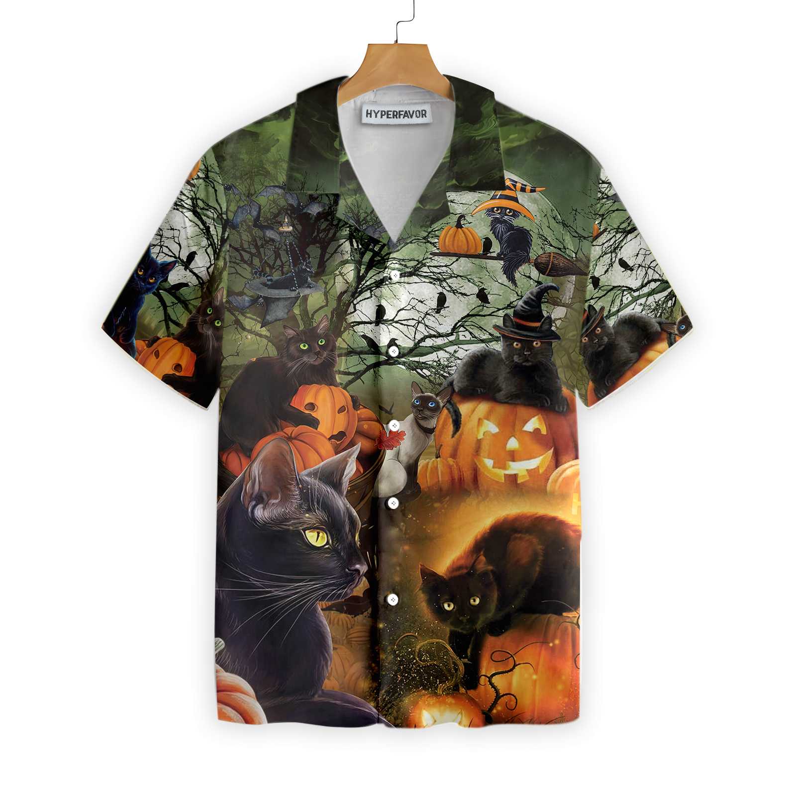 Black Cat The Pumpkin Halloween Hawaii Shirt For Men And Women Ha1161