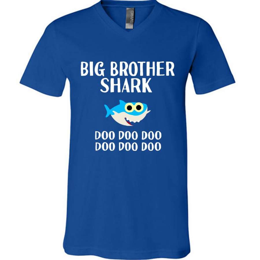 Big Brother Shark Doo Doo Doo B – Canvas Unisex V-Neck Shirt