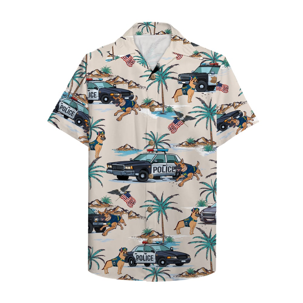 Police Hawaii Aloha Shirt With Car And Dog 1 Ha102250