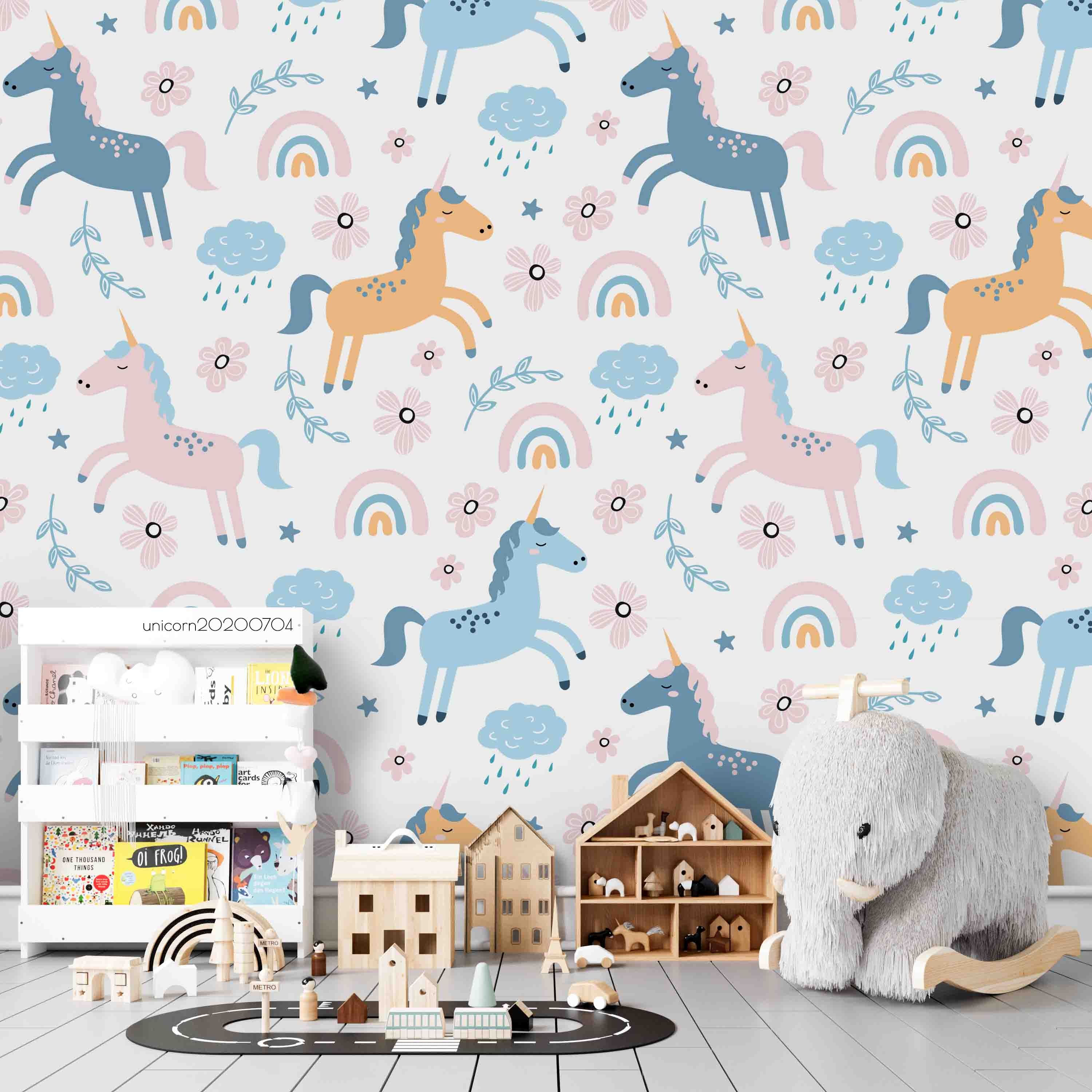 3D Cartoon Little Colorful Unicorn Pattern Wall Mural Wallpaper Lxl 236