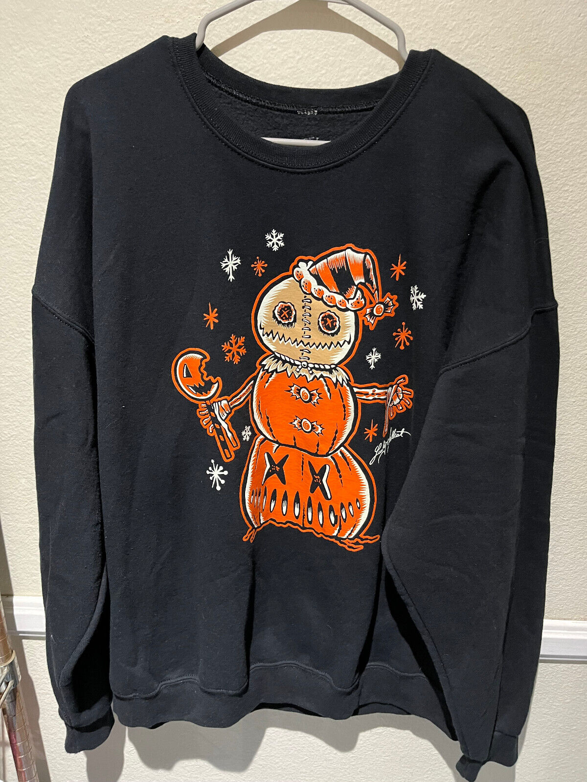 CARTEL INK Halloween Pumpkin Snowman Graphics Black Sweatshirt   Men  x27 s Sz 2XL  halloween costume ideas