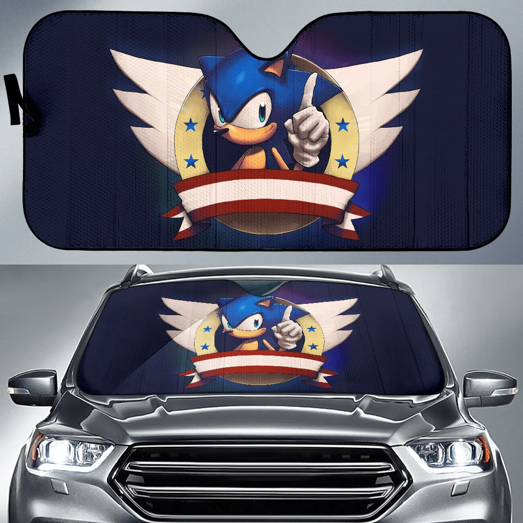 Unifinz Sonic The Hedgehog Windshield Shade Sonic The Hedgehog Movie 3D Car Sun Shade Sonic The Hedgehog Car Sun Shade 2022