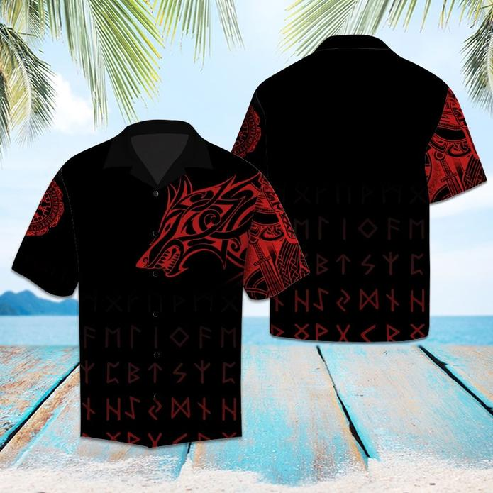 Amazing Viking Wolf Tropical Polyester Hawaii Shirt Ha18360