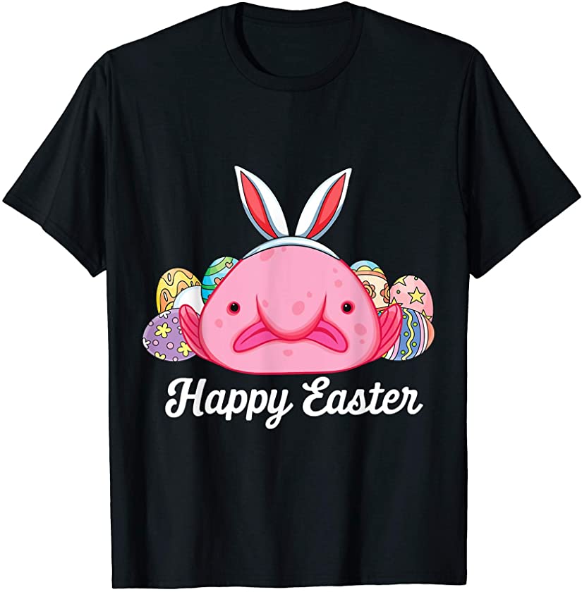 Blobfish in Ugly face Bunny ears Egg Hunting Easter T-Shirt