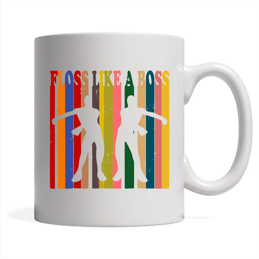 Floss Like A Boss Dancing Flossing Dance Vintage Retro – Full-Wrap Coffee White Mug