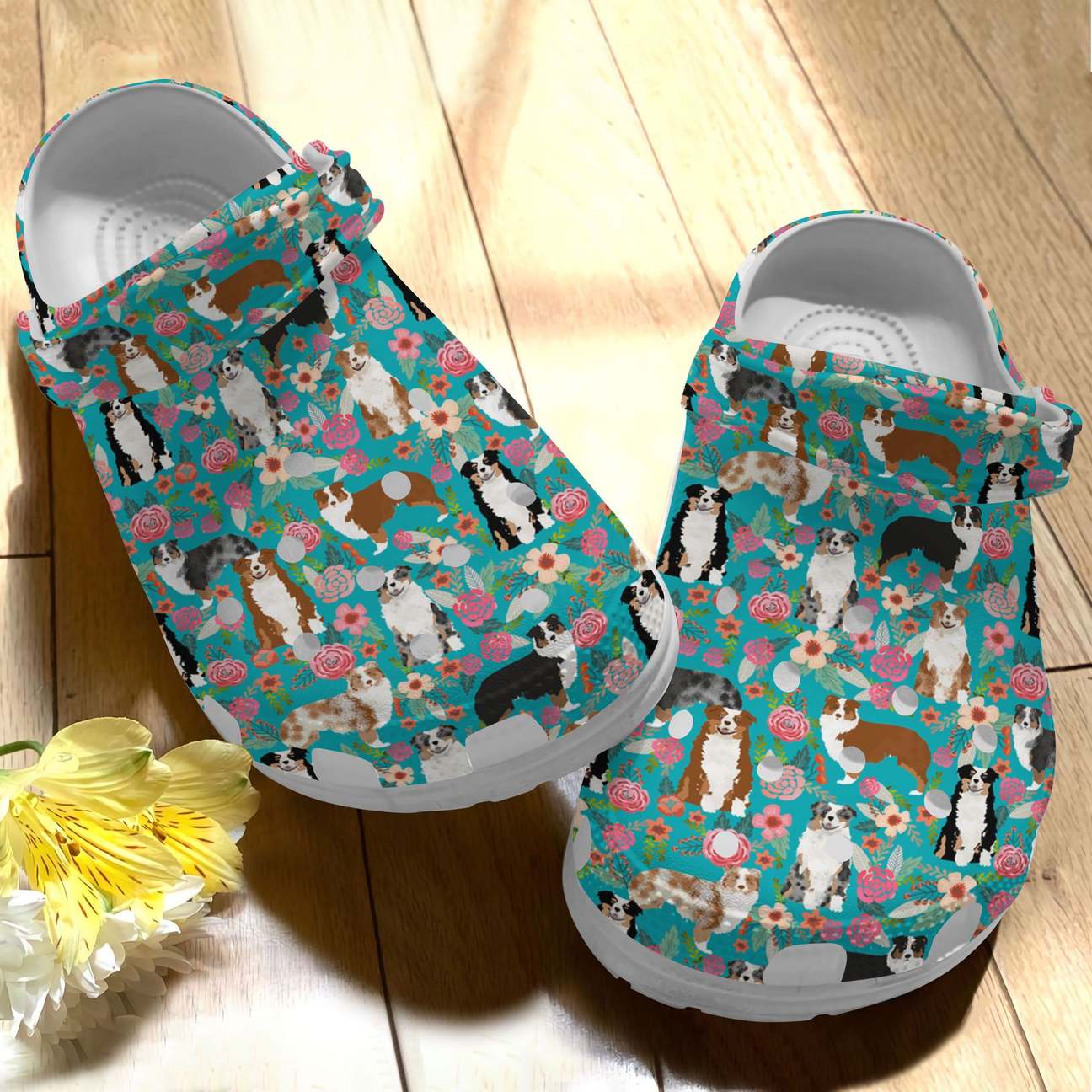 Australian Shepherd Personalize Clog, Custom Name, Text, Fashion Style For Women, Men, Kid, Print 3D Floral