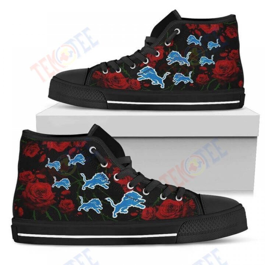 Mens Womens Lovely Rose Thorn Incredible Detroit Lions High Top Shoes TMT997