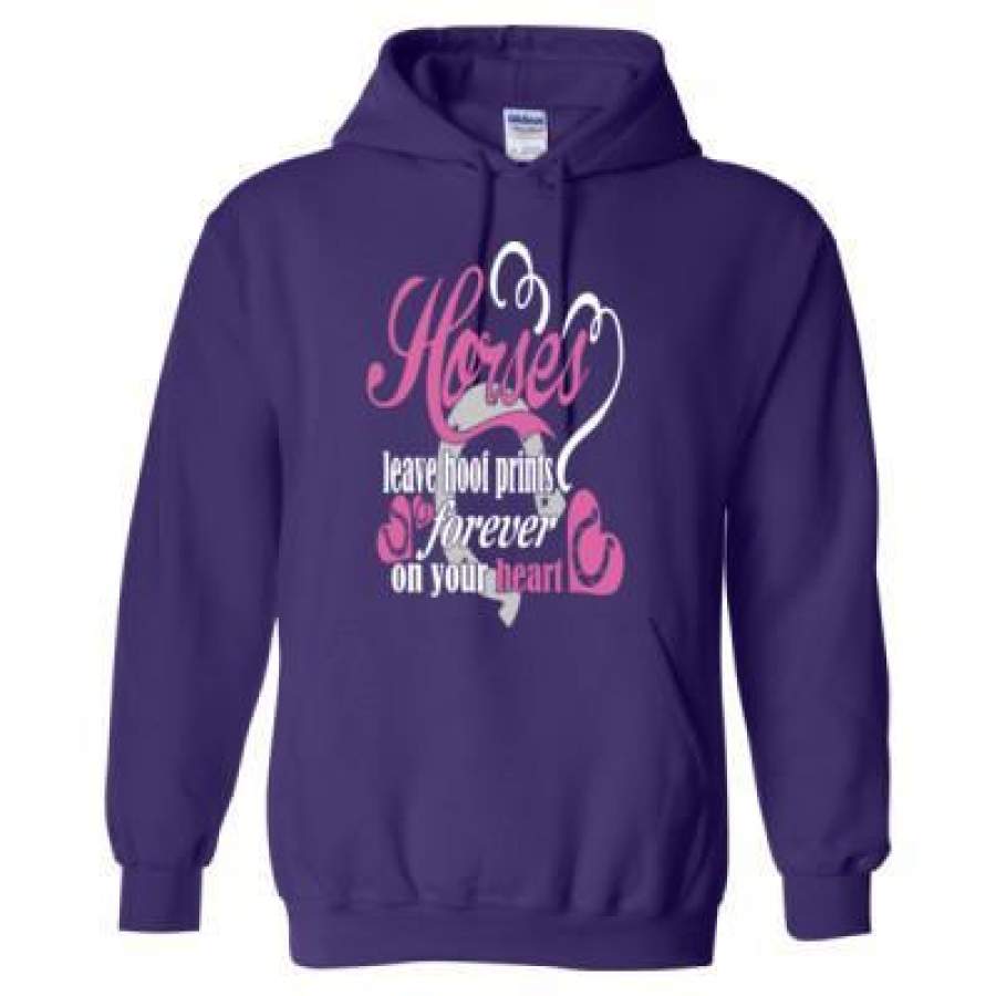 AGR Horses Leaves Hoofprint Forever On Your Heart – Heavy Blend™ Hooded Sweatshirt