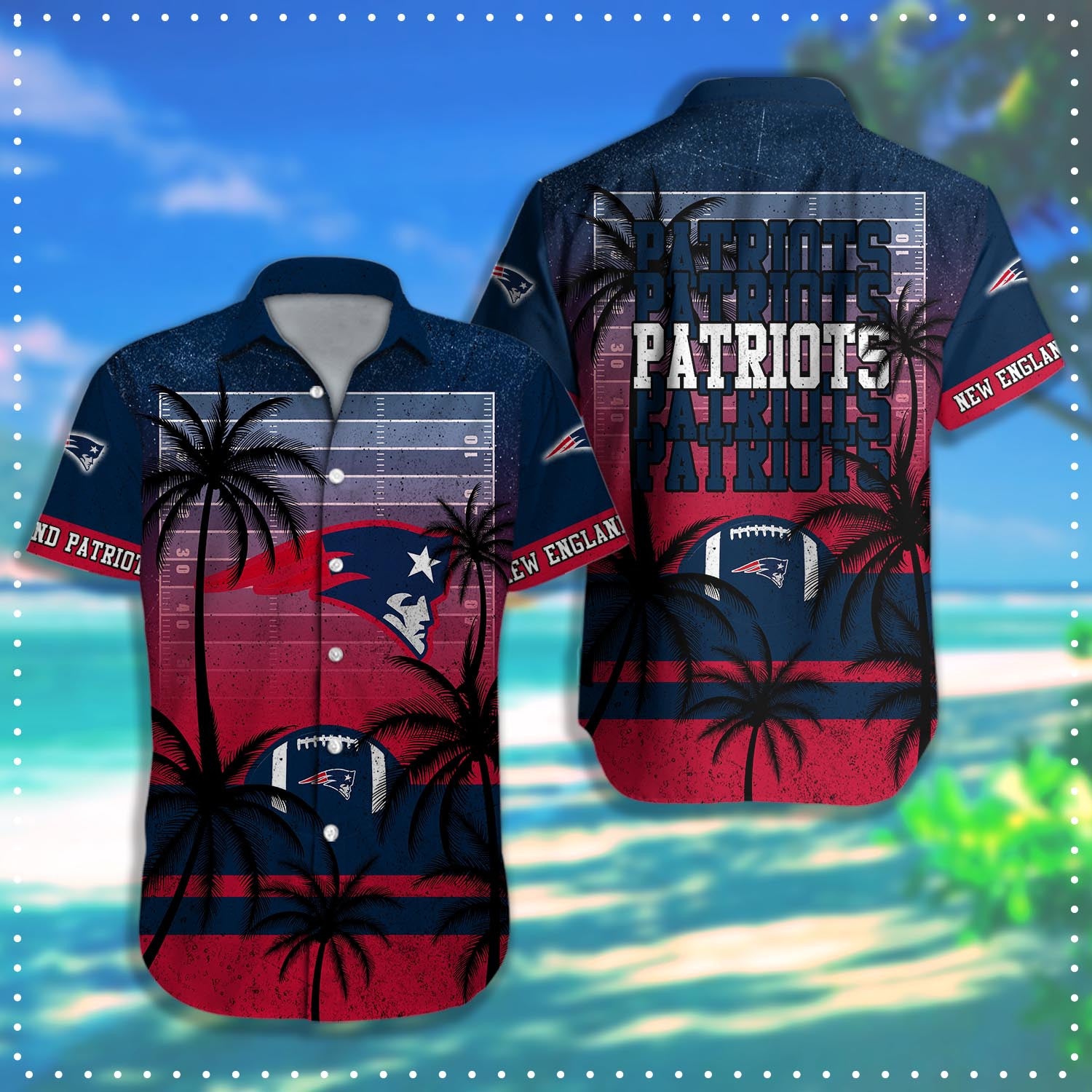 New England Patriots Hawaiian Shirt Coconut Tree & Ball