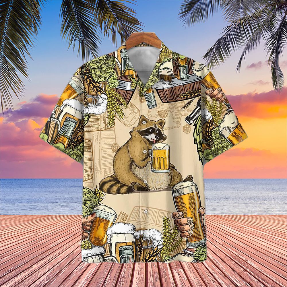 Racoon And Beer Hawaii Shirt Funny Summer Presents For Lovers Ha75145