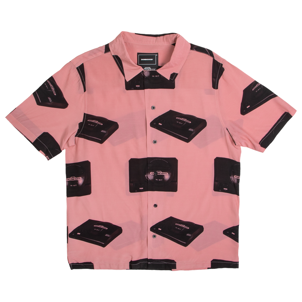 Sega Genesis All Over Print Pink Button-Down Shirt