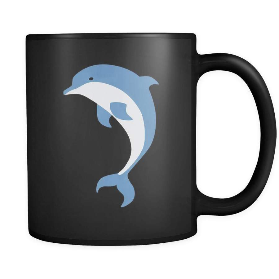 Dolphin Animal Illustration 11oz Black Mug