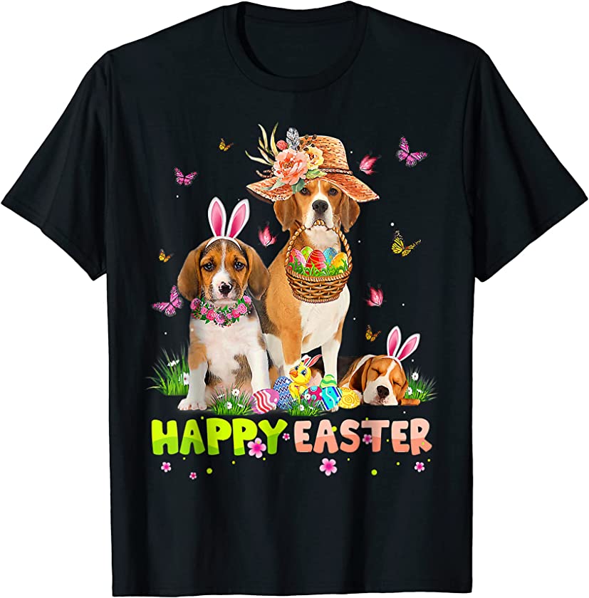 Beagle Dog Happy Easter Bunny Eggs Easter T-Shirt