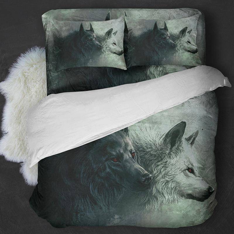 Red Eye Wolf Design Bedding Set 3D Gray Animal Bedcover Quilt Cover for kids Home Duvet Cover king Full Queen Creative Funny Gift