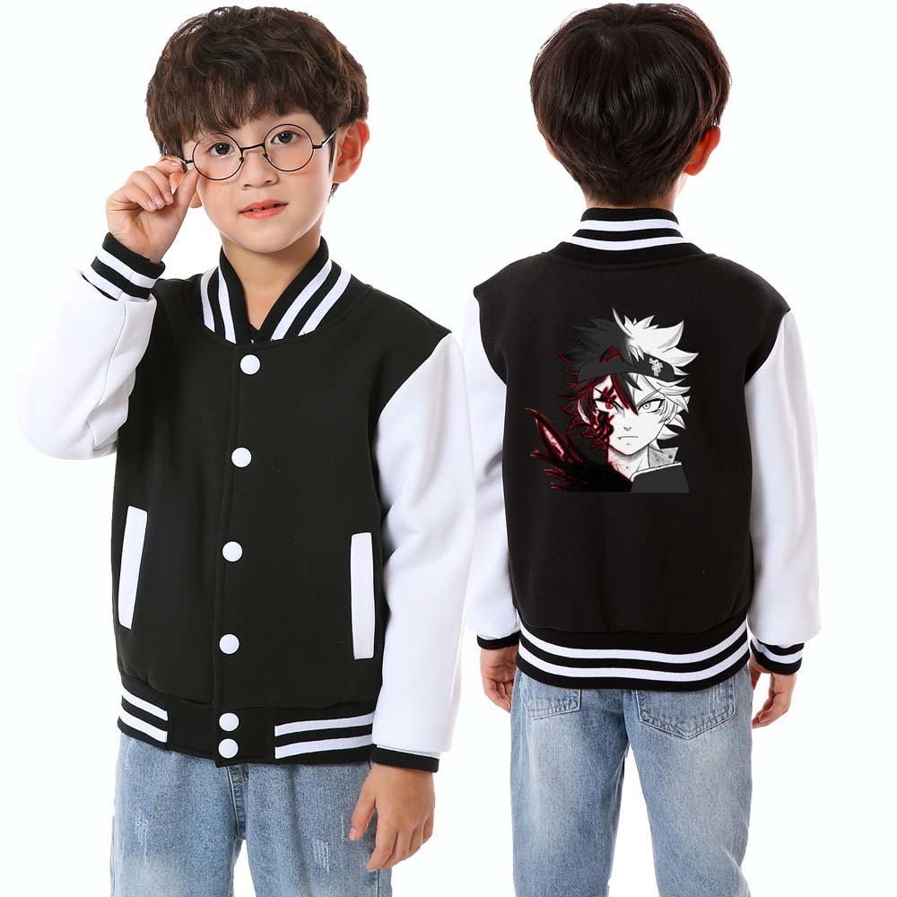 Black Clover Baseball Jackets Asta Print Childrens Kids Boys Girls Cardigan Casual Sweatshirts Sportswear Coat Outfit 2021 New alx