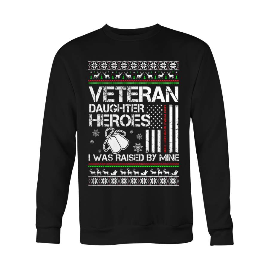 VETERAN DAUGHTER UGLY CHRISTMAS SWEATSHIRT