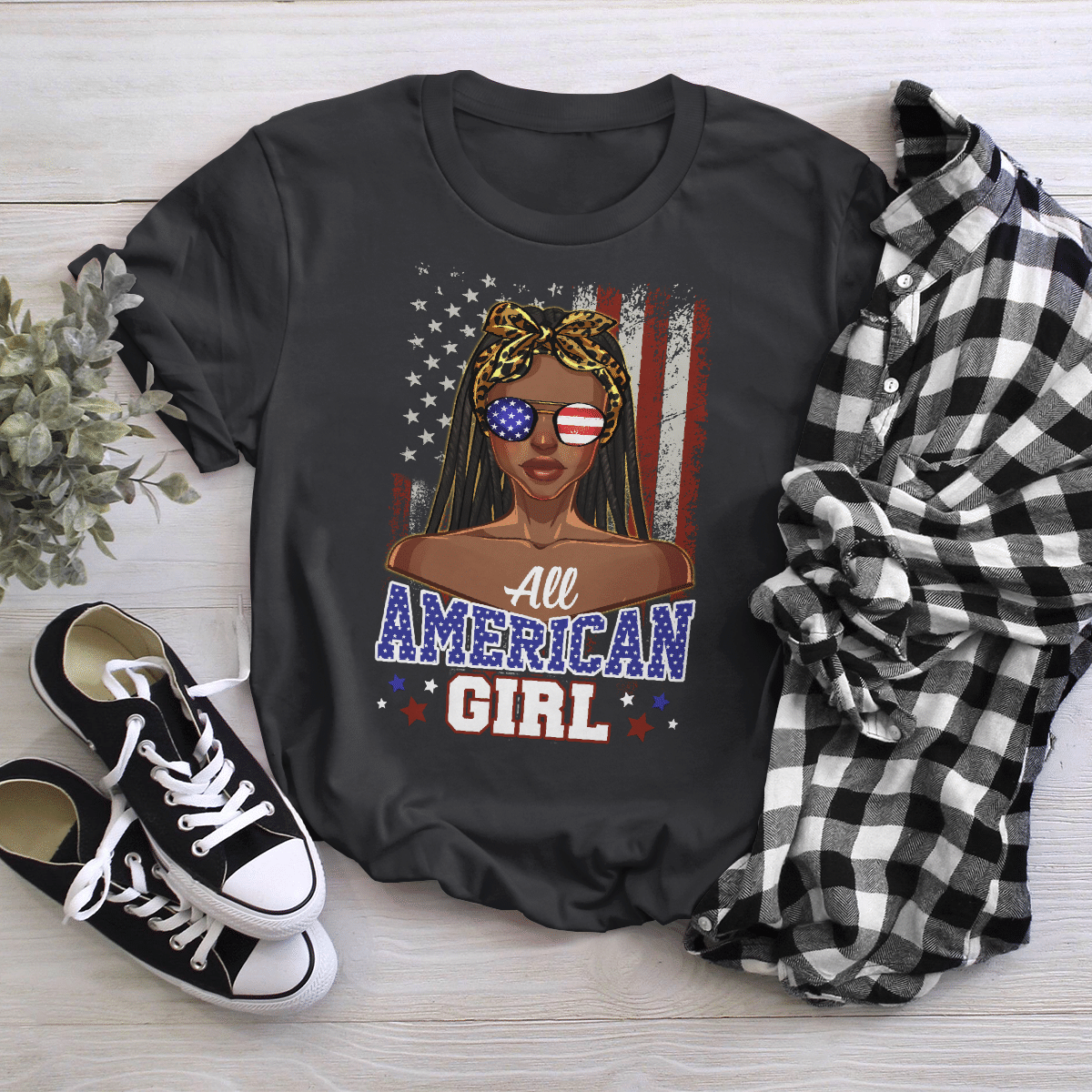 Shirt For Girl Black Girl Art American Flag All American Girl Shirts