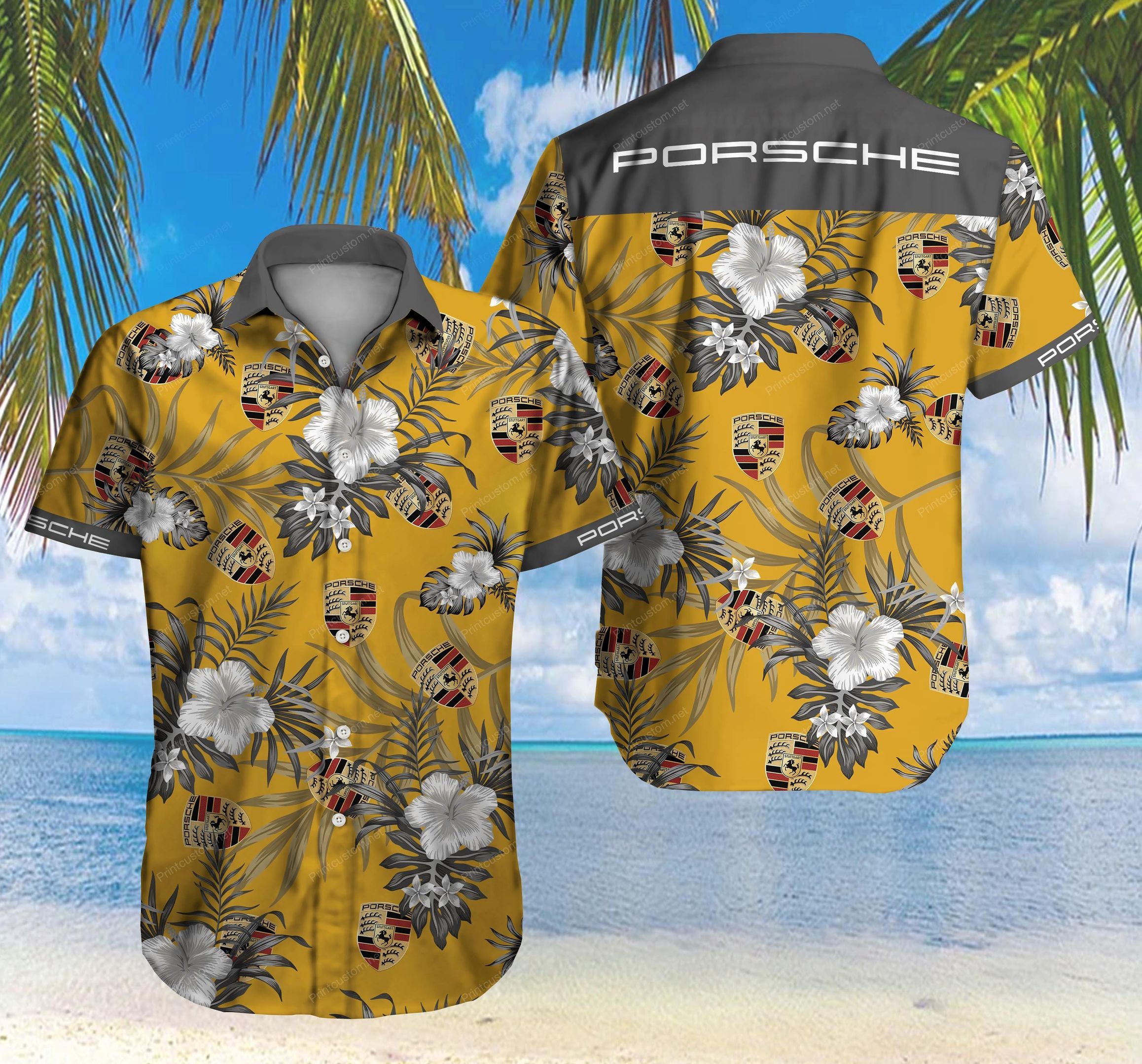 Tlmus-Porsche Hawaii Shirt Ver 4 Summer Button Up Shirt For Men Beach Wear Short Sleeve Hawaii Shirt