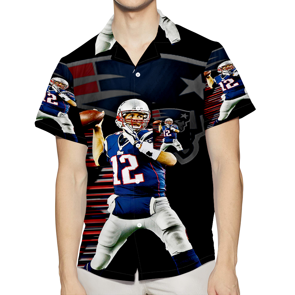 New England Patriots Tom New England Patriots Throwing Ball 3D All Over Print Summer Beach Hawaiian Shirt With Pocket