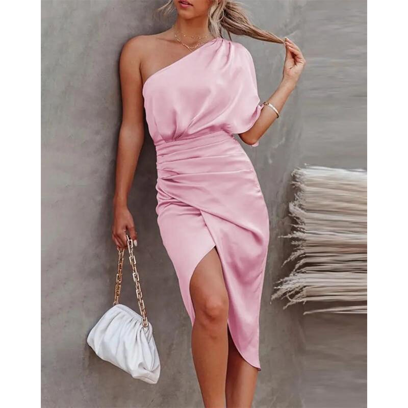 Woman Summer Sleeveless Sexy Dresses Oblique Shoulder Tunics Midi Letter Printing Split Fold Fashion Female Y2k Mini Dress 2022 alx