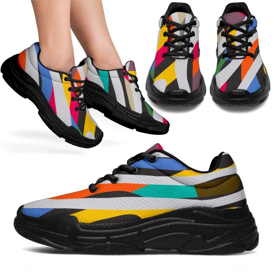 Colorful Zebra Pattern Print Chunky Sneakers