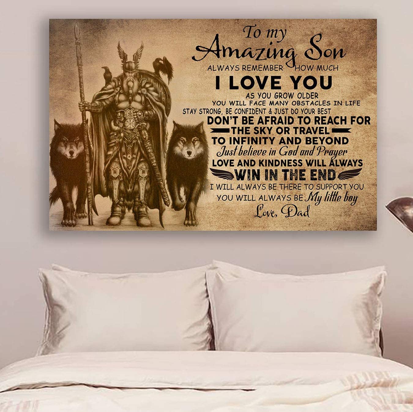 Poster for Room Aesthetic -Command Strips Wall Decor – Hn175 Viking Poster – Dad to Son – Always Remember How Much I Love You