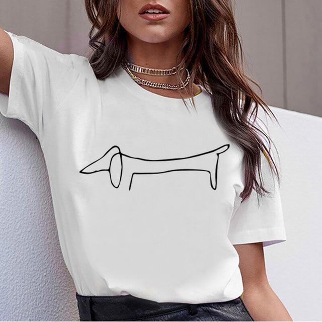 Aesthetic Dog Print T-shirt