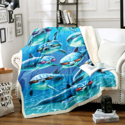 3D Dolphin Wearing Glasses Soft Cozy Lightweight Premium Blanket