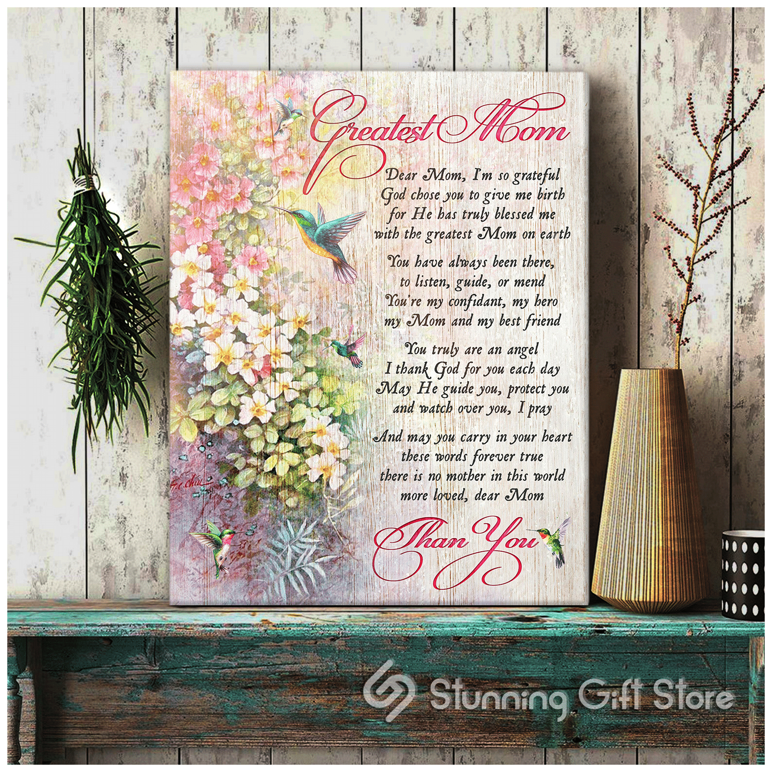 Canvas – Hummingbird – Greatest Mom Daughter Christmas Gift Ideas