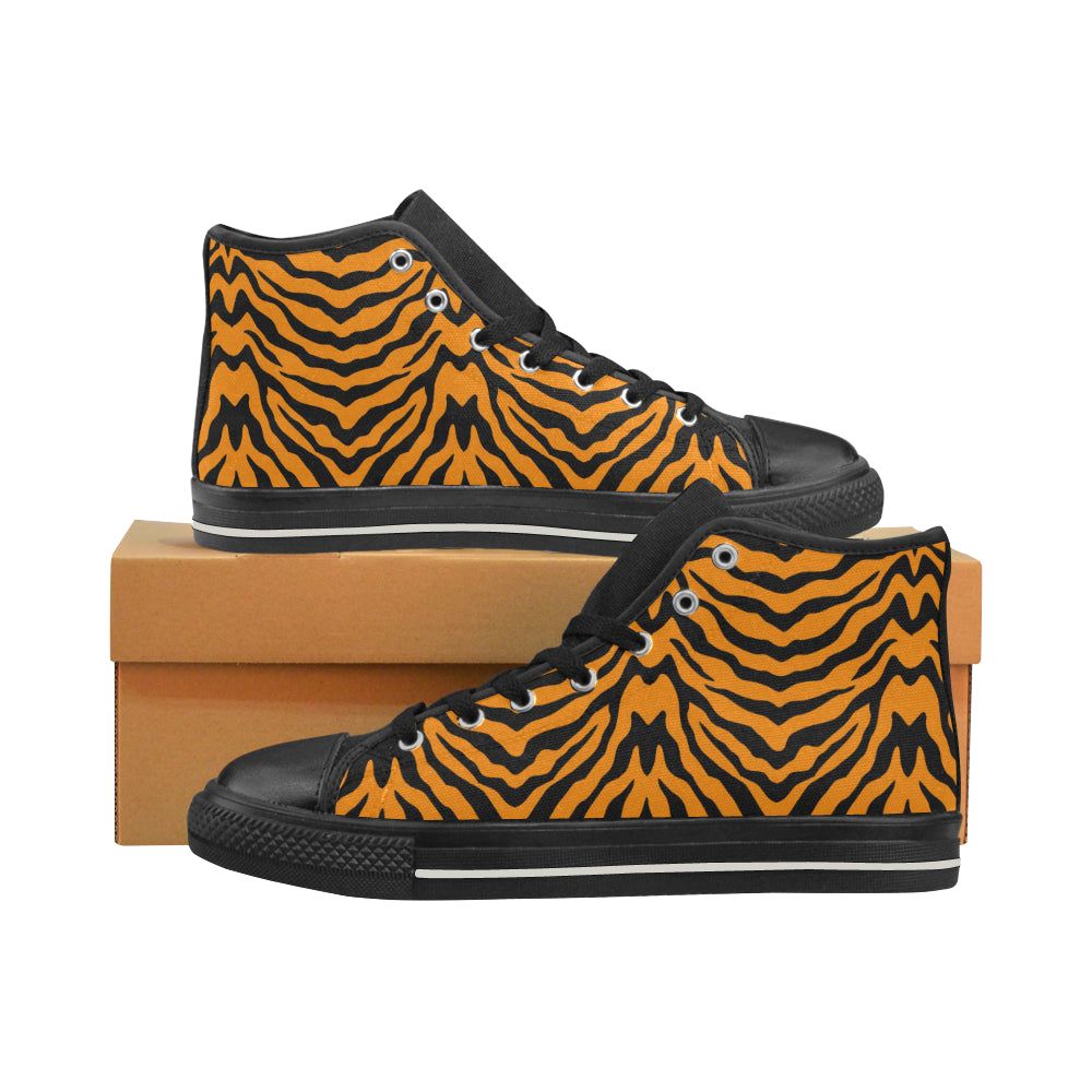 Bengal Tigers Skin Print Pattern Women’S High Top Canvas Canvas Shoes Black Gift For Men Women