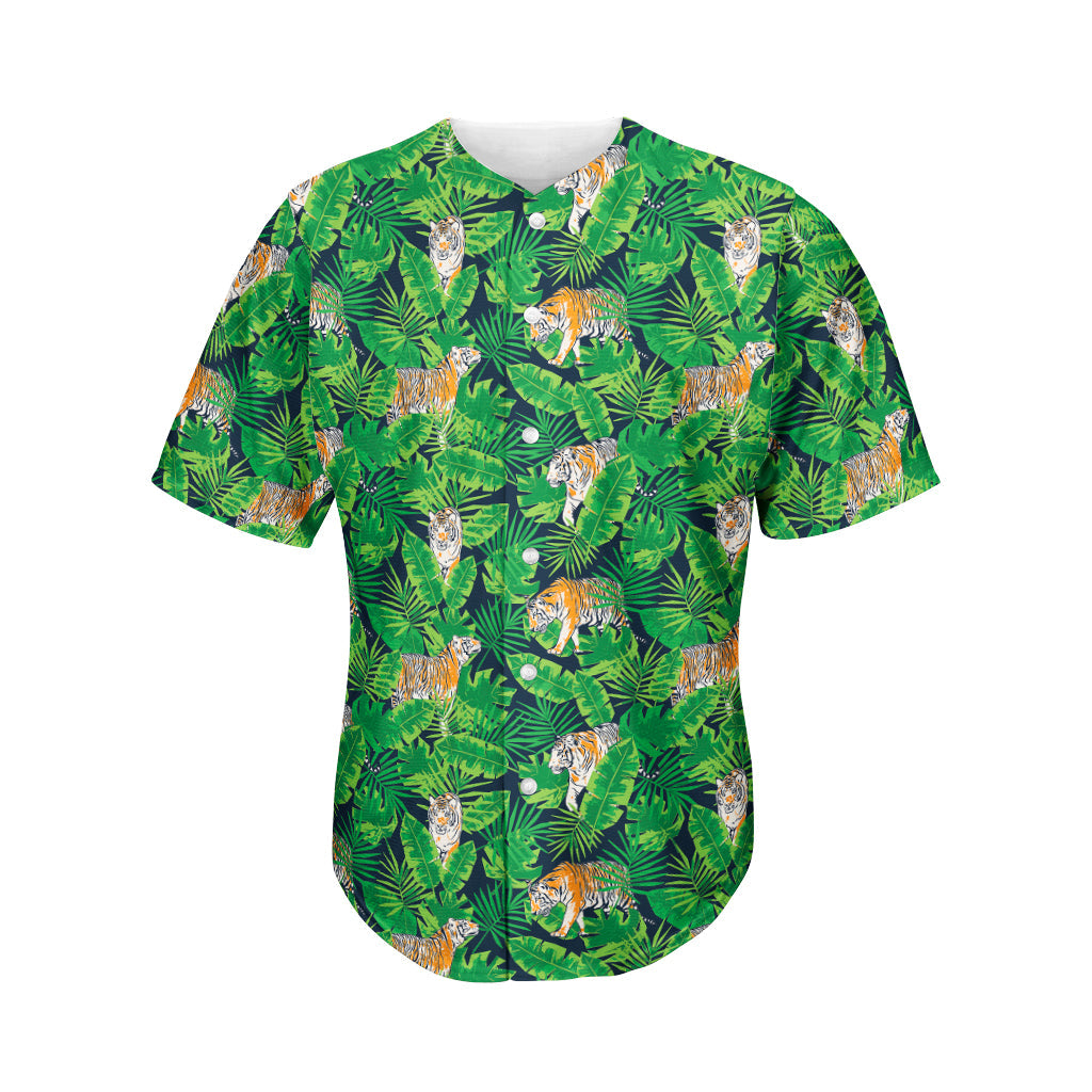 Tropical Tiger Pattern Print Men’S Baseball Jersey 3D Print