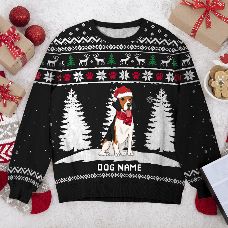 American Foxhound Winter Dog Personalized Sweater, Dog Ugly Christmas Sweater