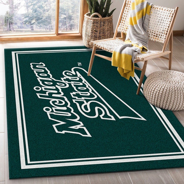 College Spirit Michigan State Sport Area Rug Carpet Team Logo Family Gift US Decor