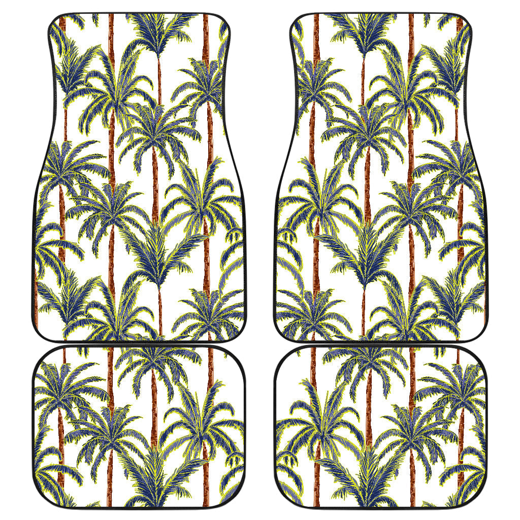 Vintage Palm Tree Beach Pattern Print Front And Back Car Floor Mats, Front Car Mat