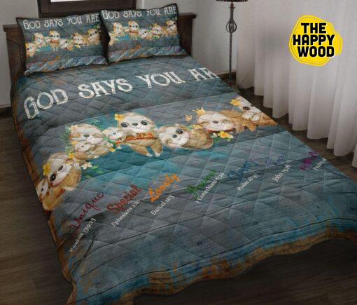 Sloth Flower God Say You Are Unique Special Precious Lovely Strong Chosen Quilt Bed Set And Pillow Covers