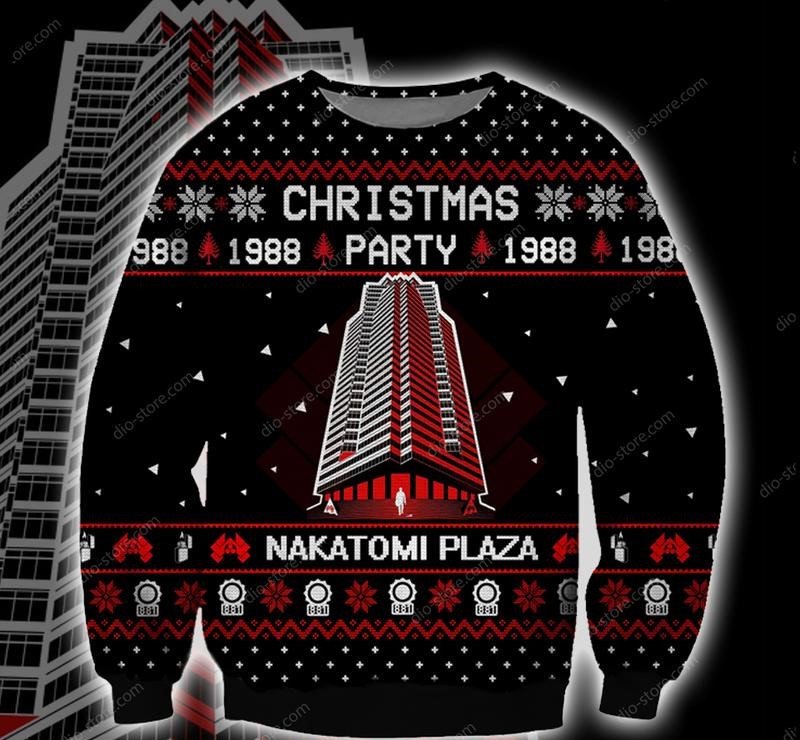 Ugly Christmas Sweater 2021, Die Hard Nakatomi Plaza Christmas Party 1988 Black Sweatshirt For Women Men Couple Family Funny Cute Plus Size