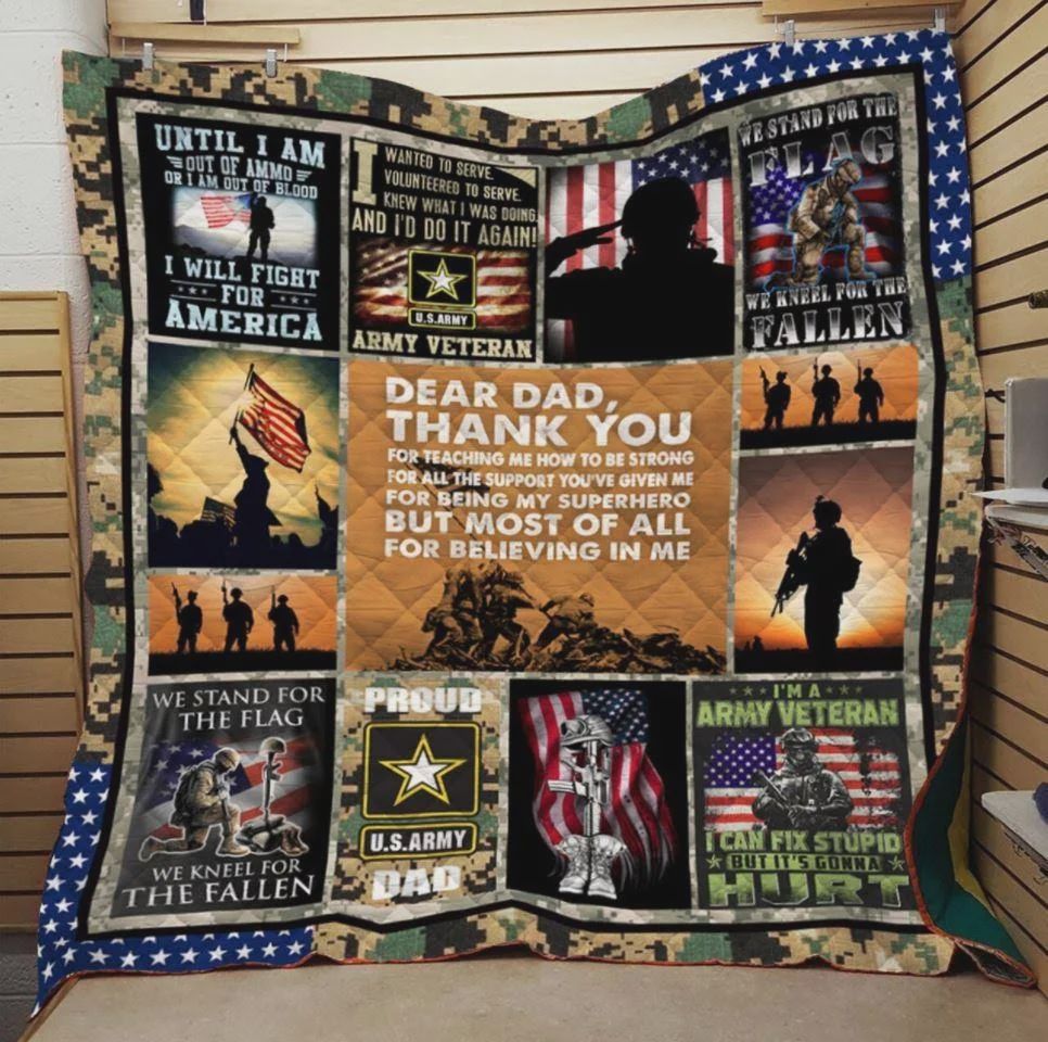 Personalized Veteran To My Dad From Son Daughter Most Of All Believing In Me Quilt Blanket Great Customized Gifts For Birthday Christmas Thanksgiving Father’S Day