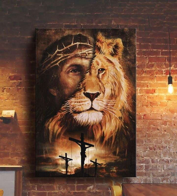 Amazing Combination Lion And Jesus Canvas Prints Art V