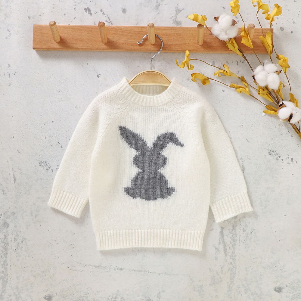 Crewneck Thick Kids Baby Cute Bunny Knitted Sweater Slouchy Soft Wool Clothing for Boys Girls Autumn Winter Sweaters Hooded Top alx