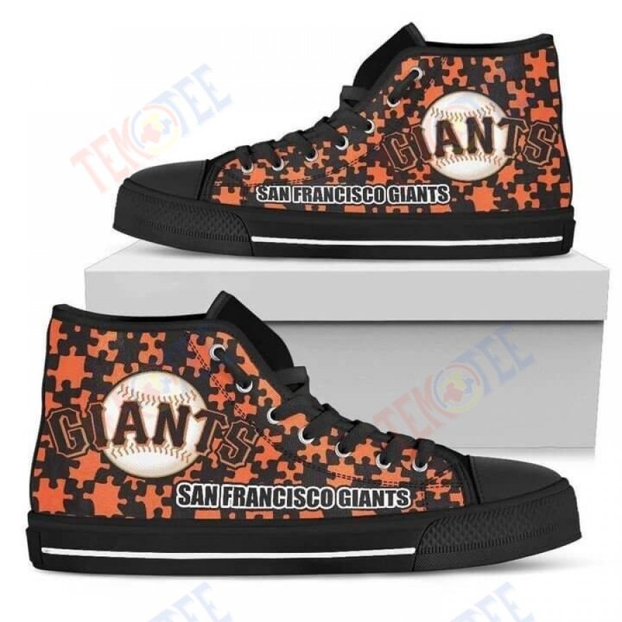 Mens Womens Puzzle Logo With San Francisco Giants High Top Shoes TMT101