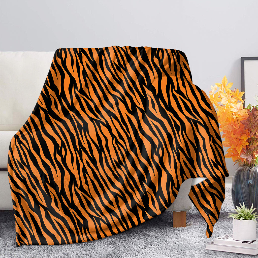 Orange And Black Tiger Stripe Print Blanket