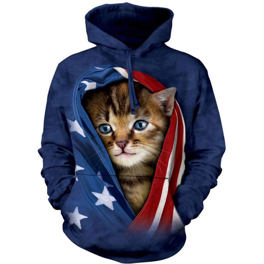 Patriotic Kitten Hooded Sweatshirt