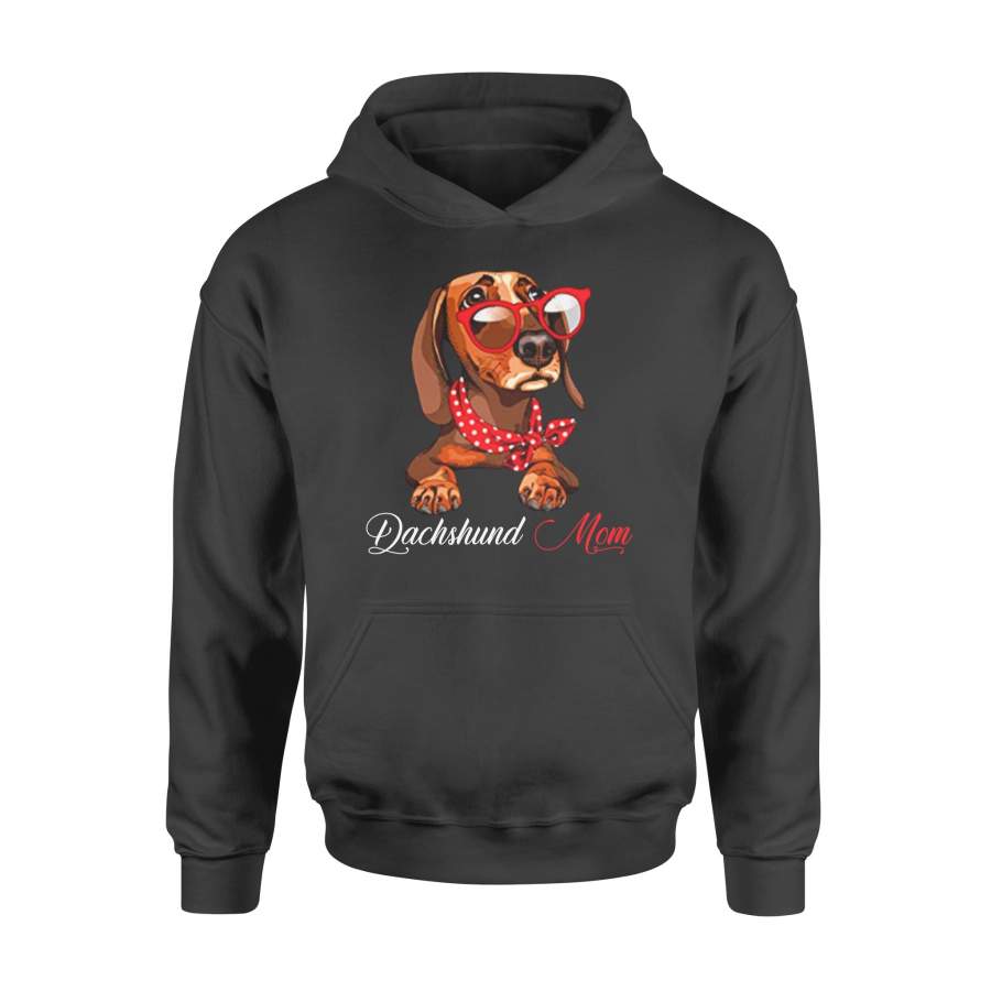 Dachshund Mom With Red Glass Cute Dog Puppy & Mama Funny Dog – Hoodie