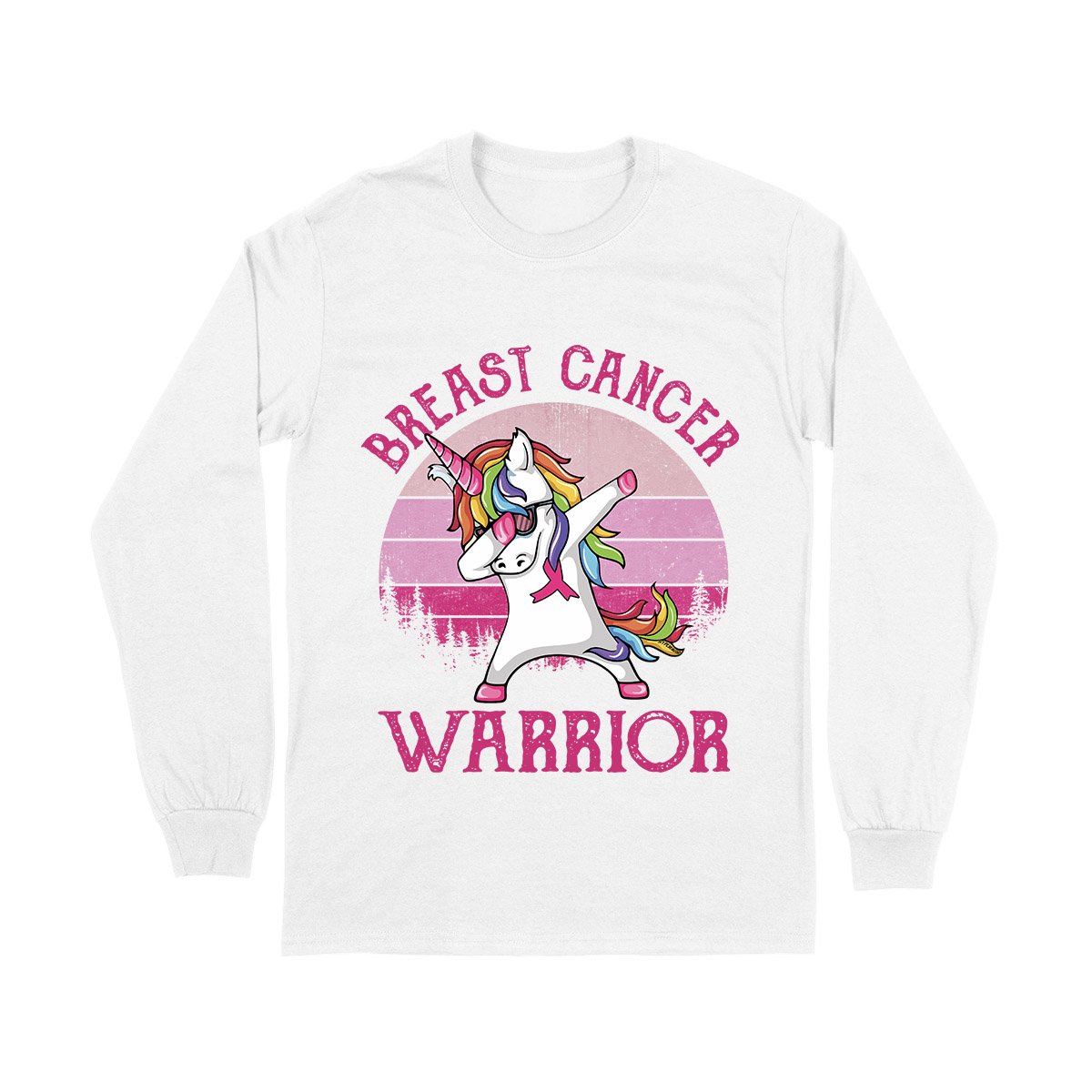 Breast Cancer Awareness Warrior Unicorn Retro 01 Ez01 Long Sleeve T-Shirt