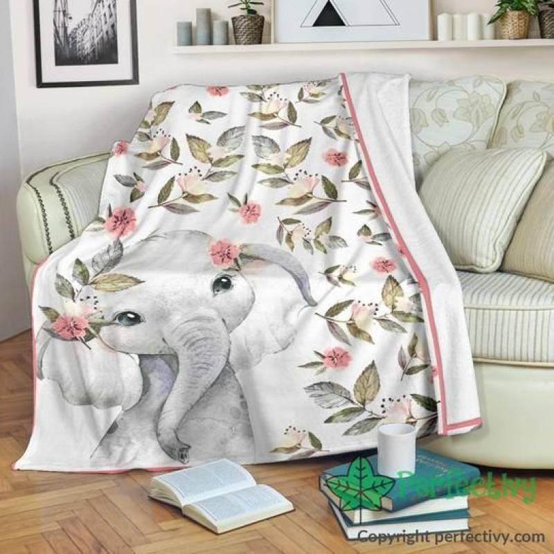 Floral Cute Elephant CLP2812112TT Sherpa Fleece Blanket