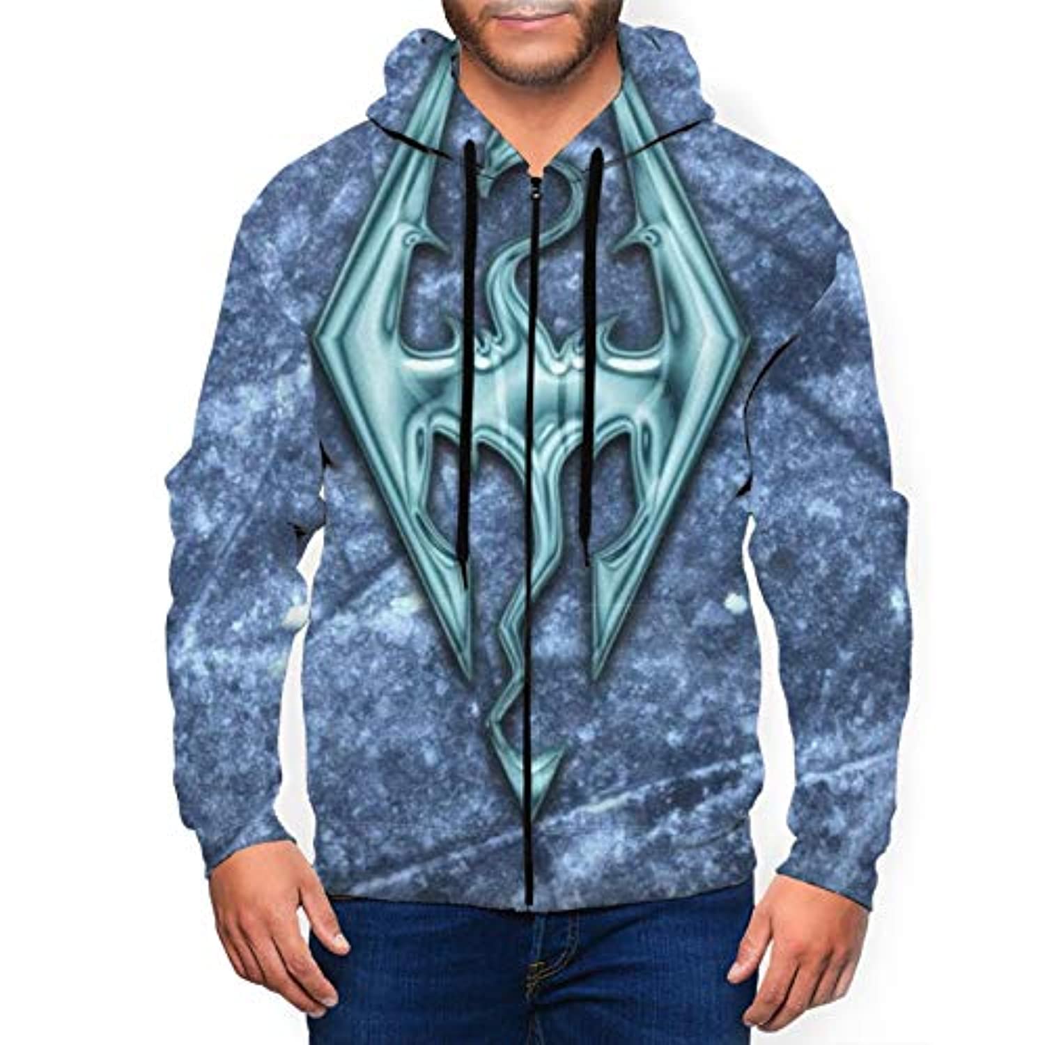 THE ELDER SCROLLS Hoodies – Skyrim Symbol Zip Up Drawstring Hoodie with Pocket