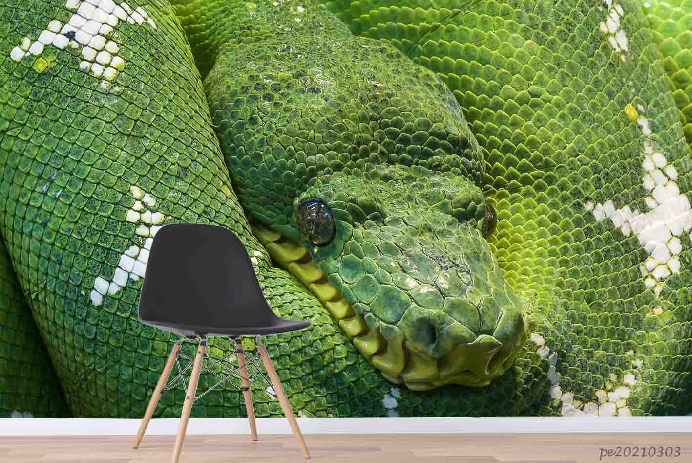 3D Animal Green Python Wall Mural Wallpaper Lqh 209