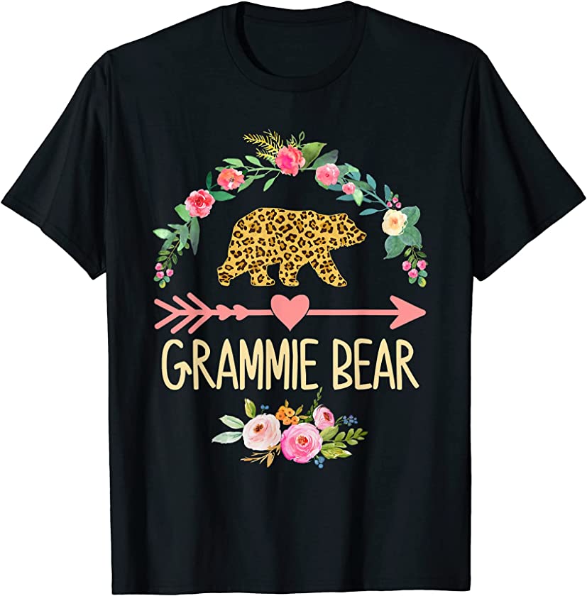 Grammie Bear Xmas Family Christmas Pajama Leopard Grandma T-Shirt